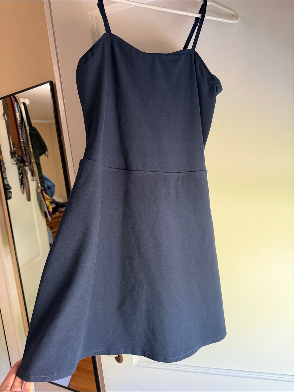 ALO Yoga Navy Spaghetti Strap Mini Dress with built in short